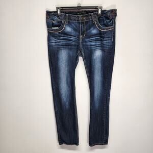 Twentyone Black Rue21 Curvy Low Rise Skinny Jeans Size 13/14 34x31 Dark Wash Y2K